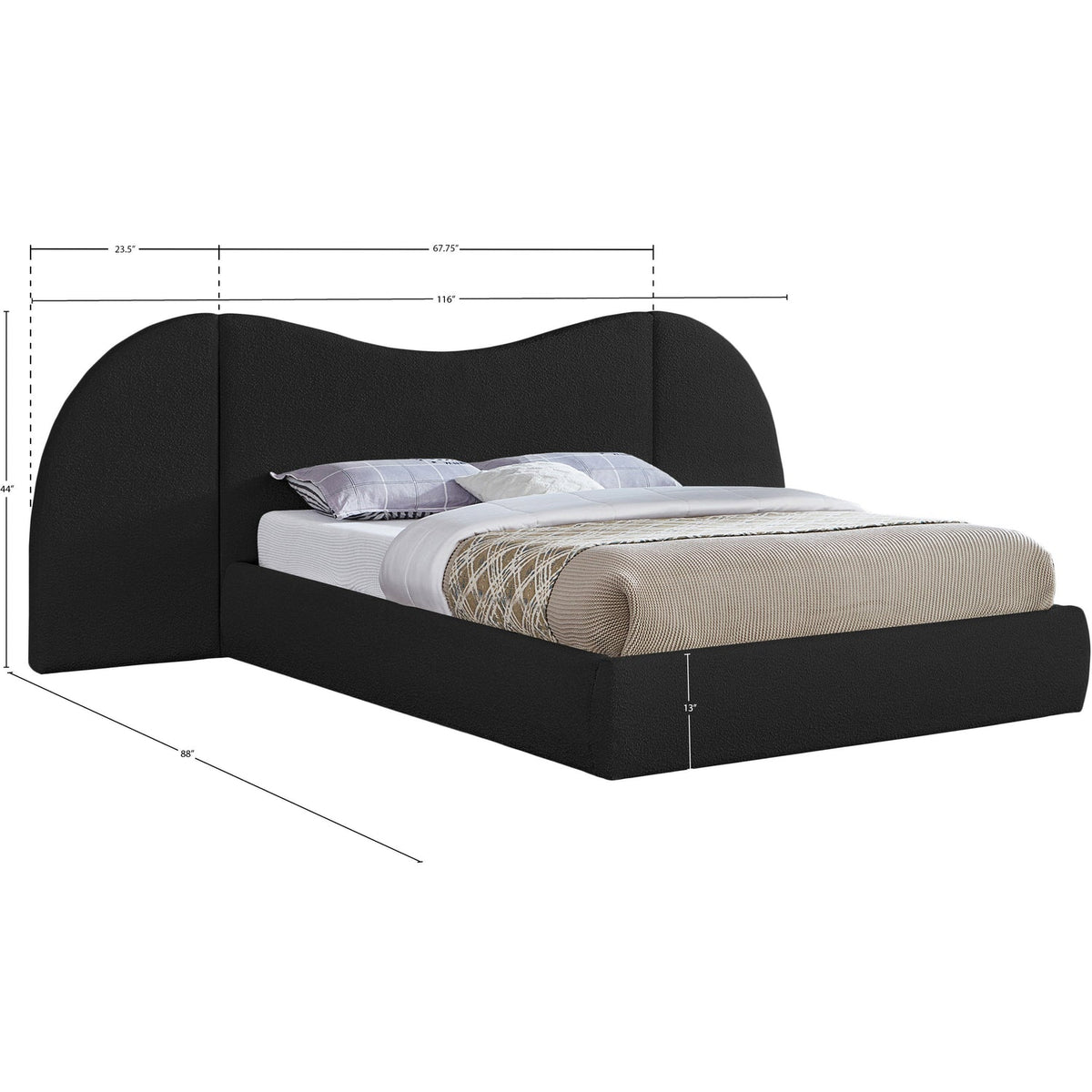 Everest Black Boucle Fabric Upholstered Bed