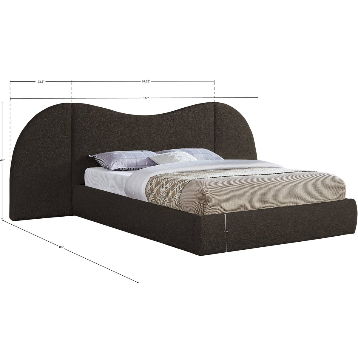 Everest Brown Boucle Fabric Upholstered Bed