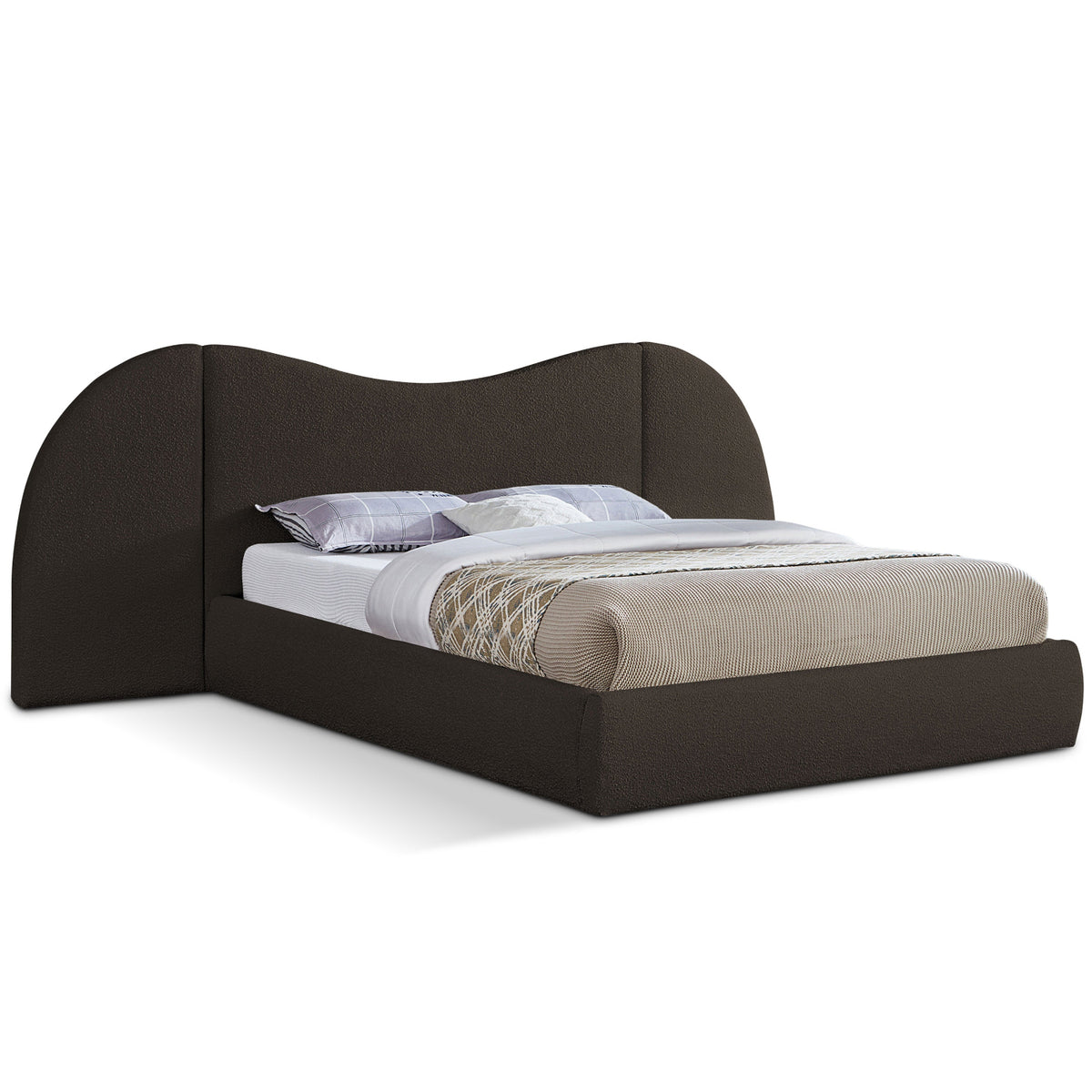 Everest Brown Boucle Fabric Upholstered Bed in Brown Boucle Fabric, primary product view