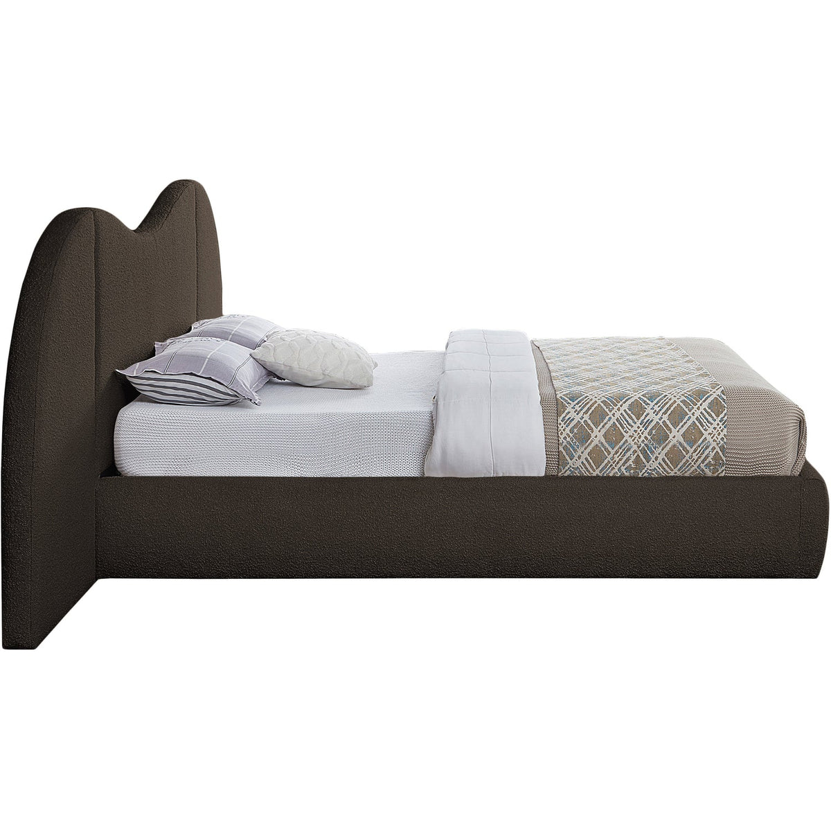 Everest Brown Boucle Fabric Upholstered Bed