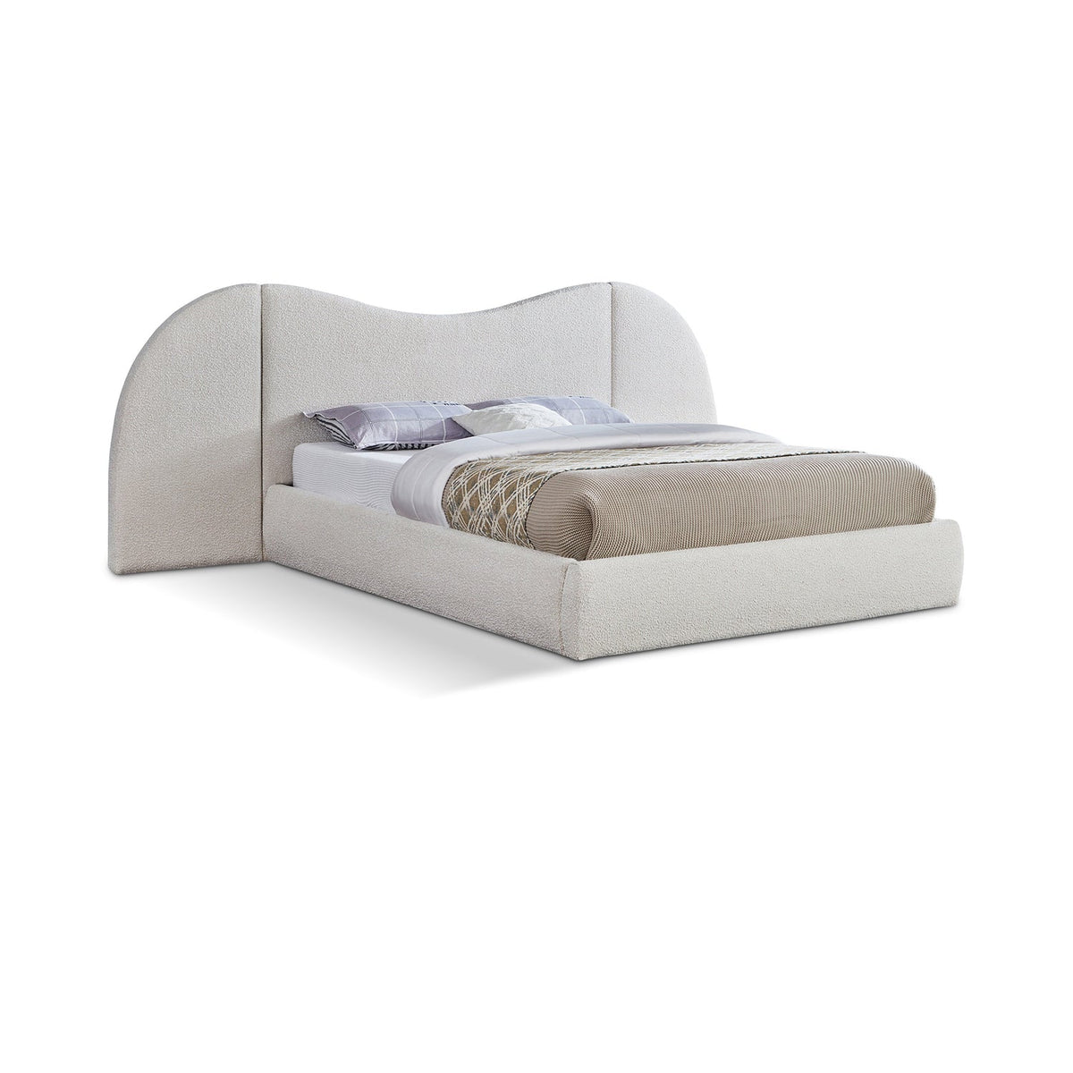 Everest Cream Boucle Fabric Upholstered Bed