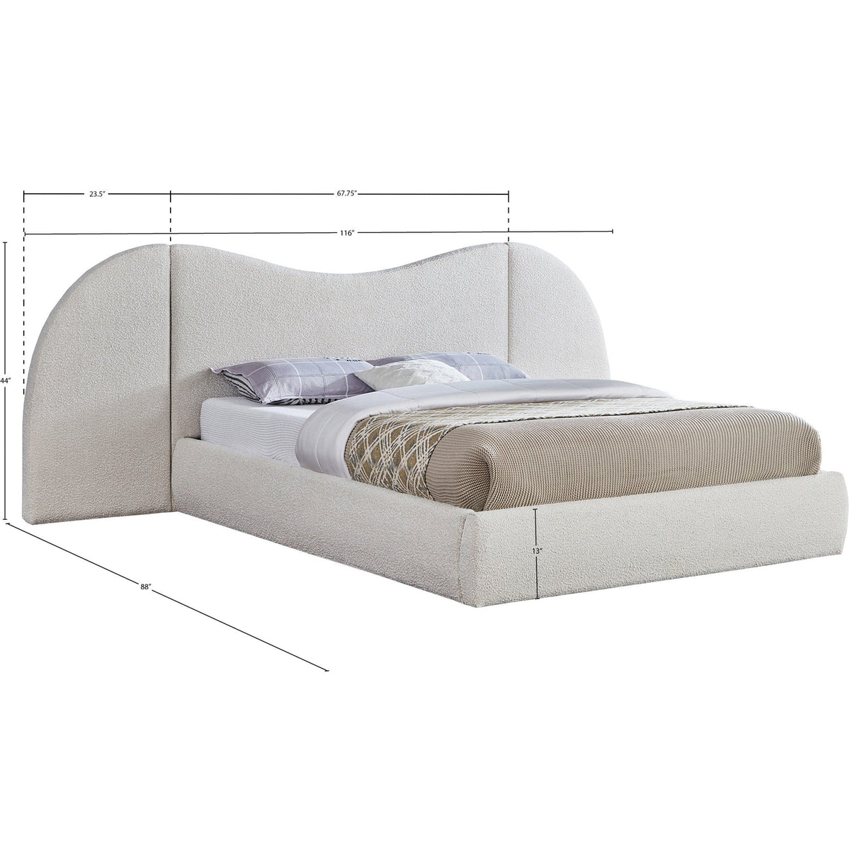 Everest Cream Boucle Fabric Upholstered Bed