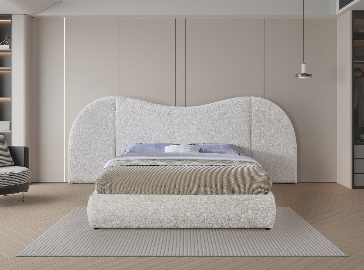 Everest Cream Boucle Fabric Upholstered Bed