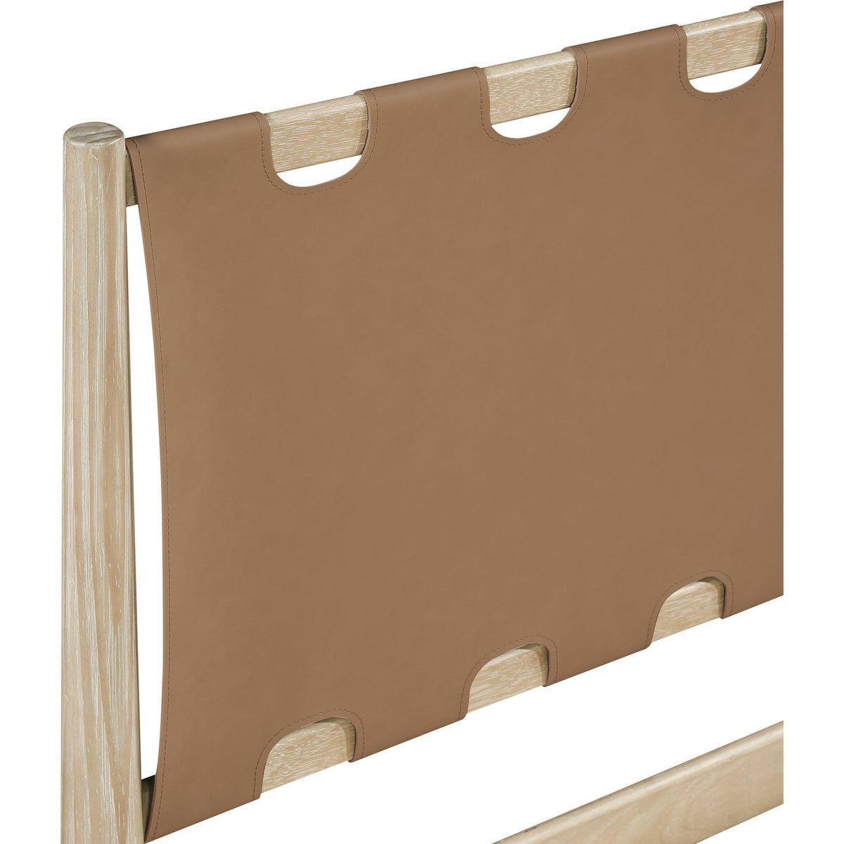 Santos Brown Vegan Leather Headboard And Wood Bed