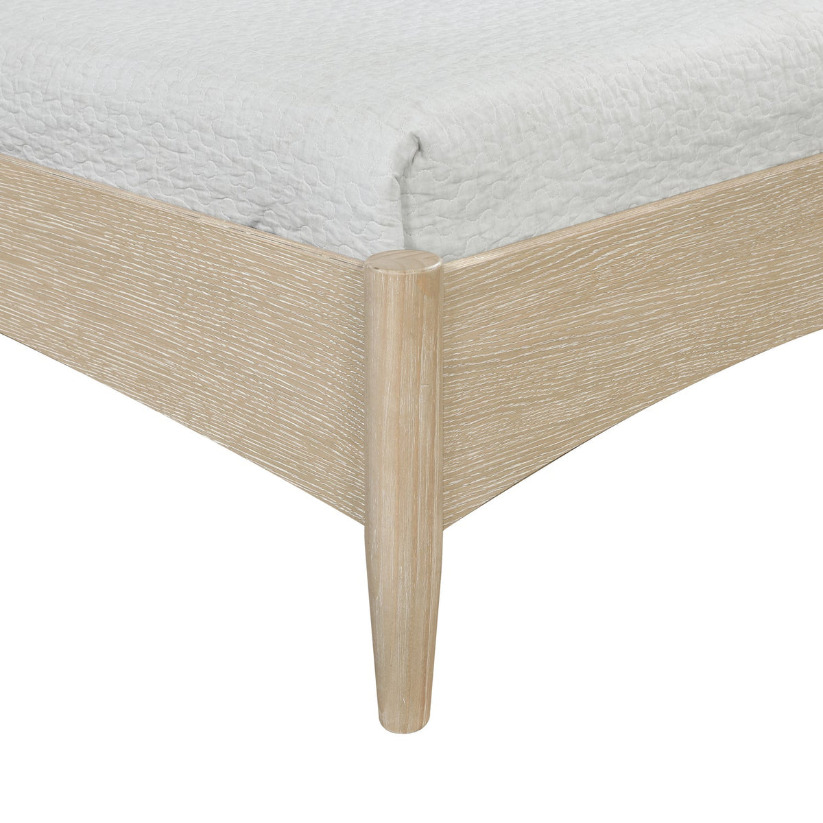 Santos Cream Vegan Leather Headboard And Wood Bed