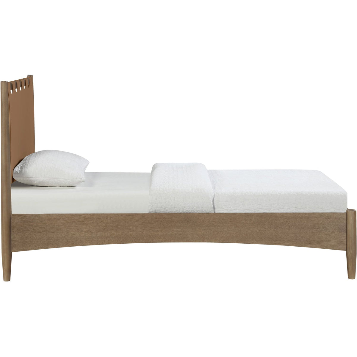Santos Brown Vegan Leather Headboard And Wood Bed