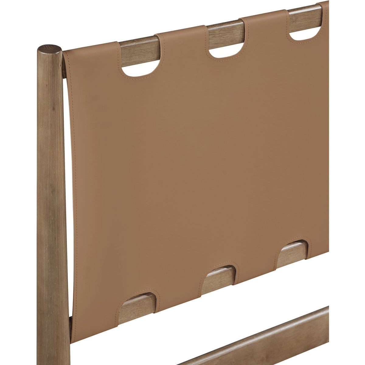 Santos Brown Vegan Leather Headboard And Wood Bed