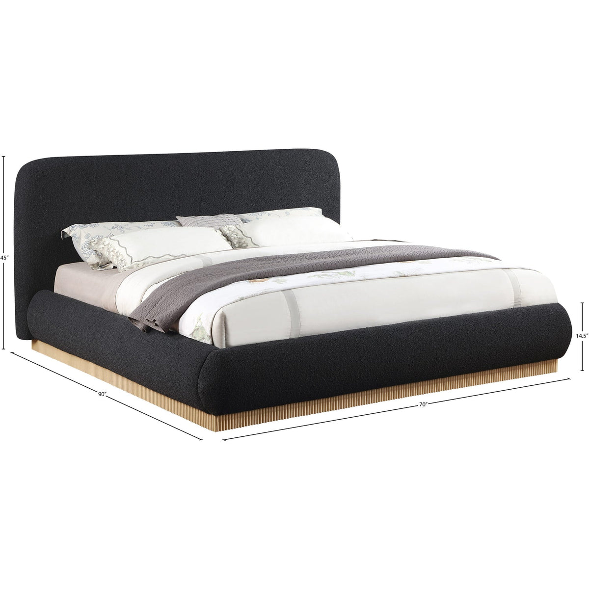 Rigby Black Boucle Fabric Upholstered Bed
