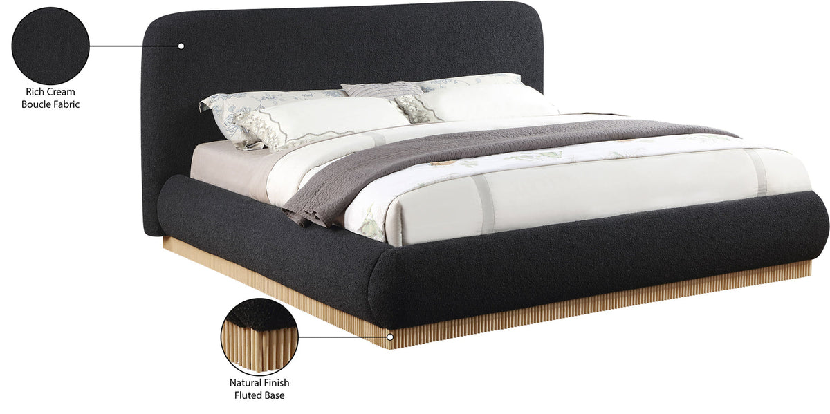 Rigby Black Boucle Fabric Upholstered Bed