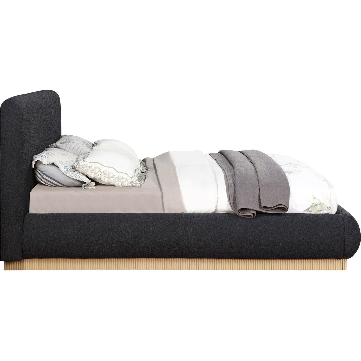 Rigby Black Boucle Fabric Upholstered Bed