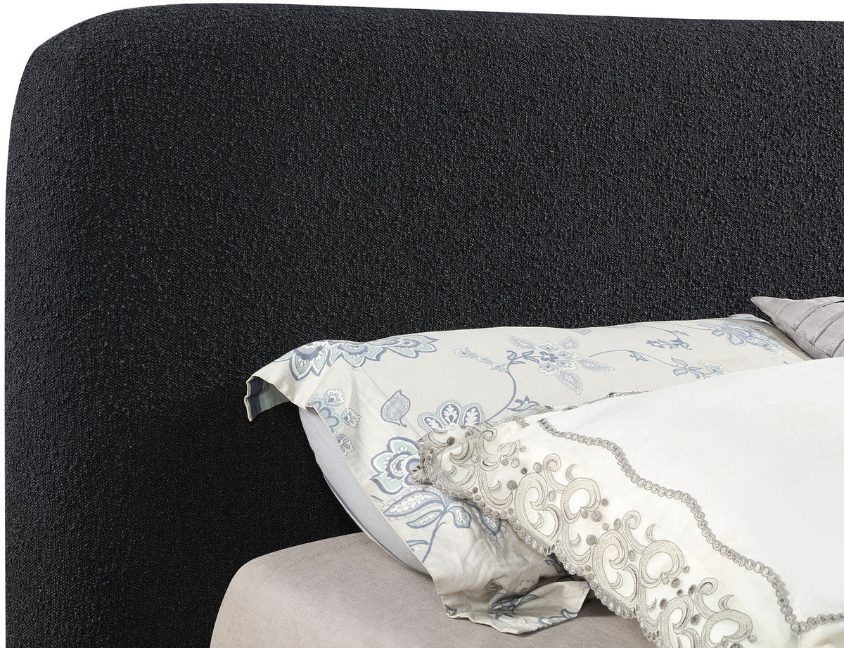 Rigby Black Boucle Fabric Upholstered Bed