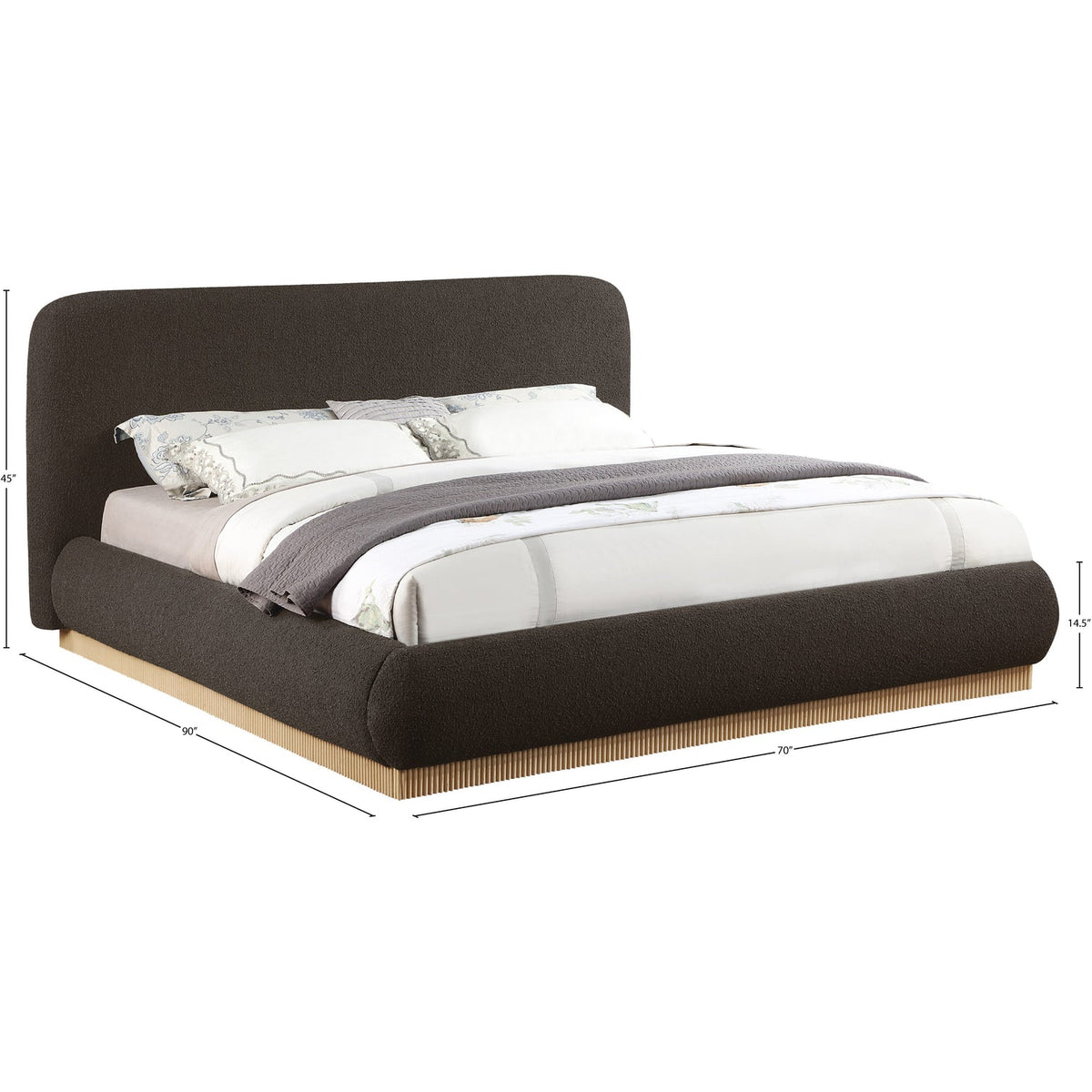 Rigby Brown Boucle Fabric Upholstered Bed