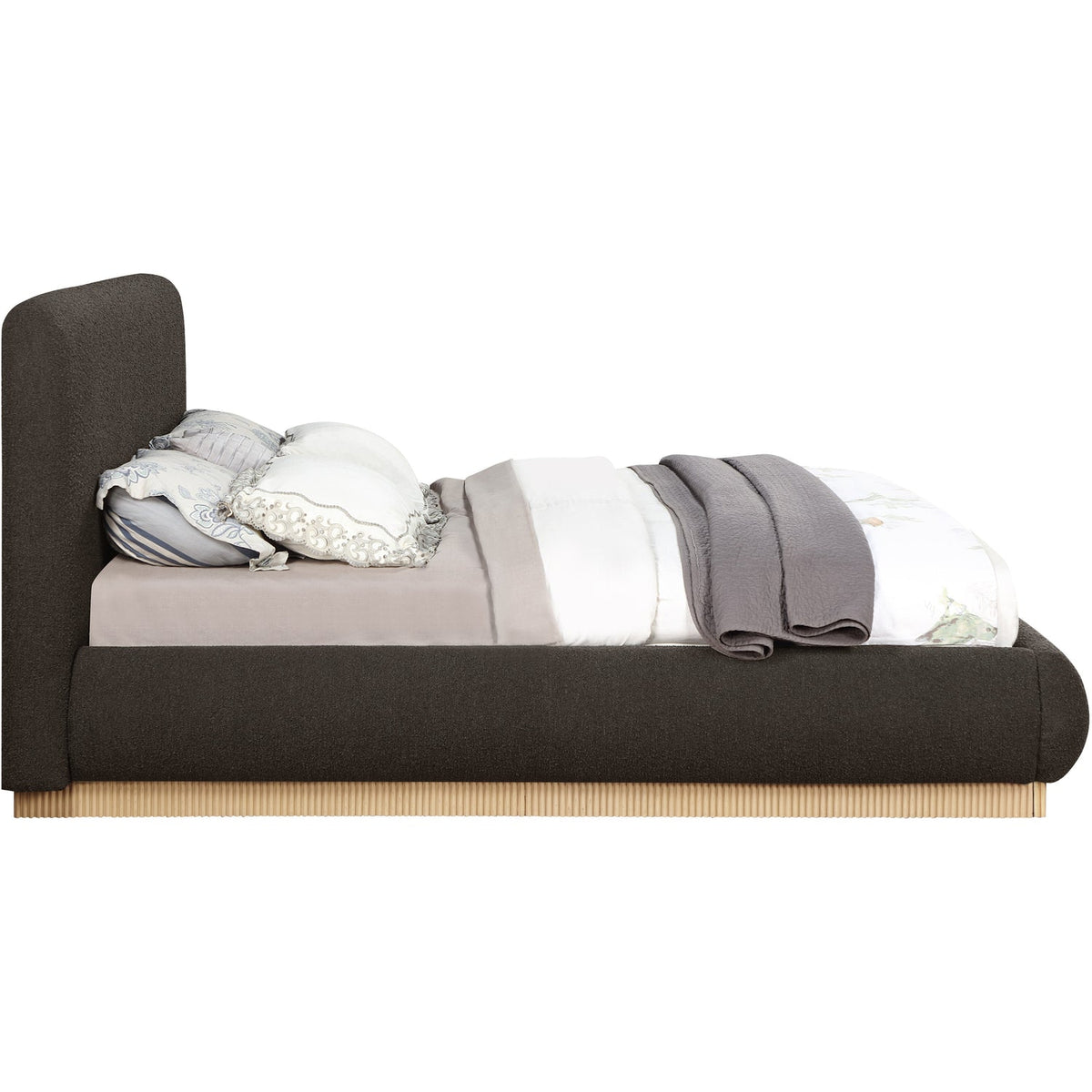Rigby Brown Boucle Fabric Upholstered Bed