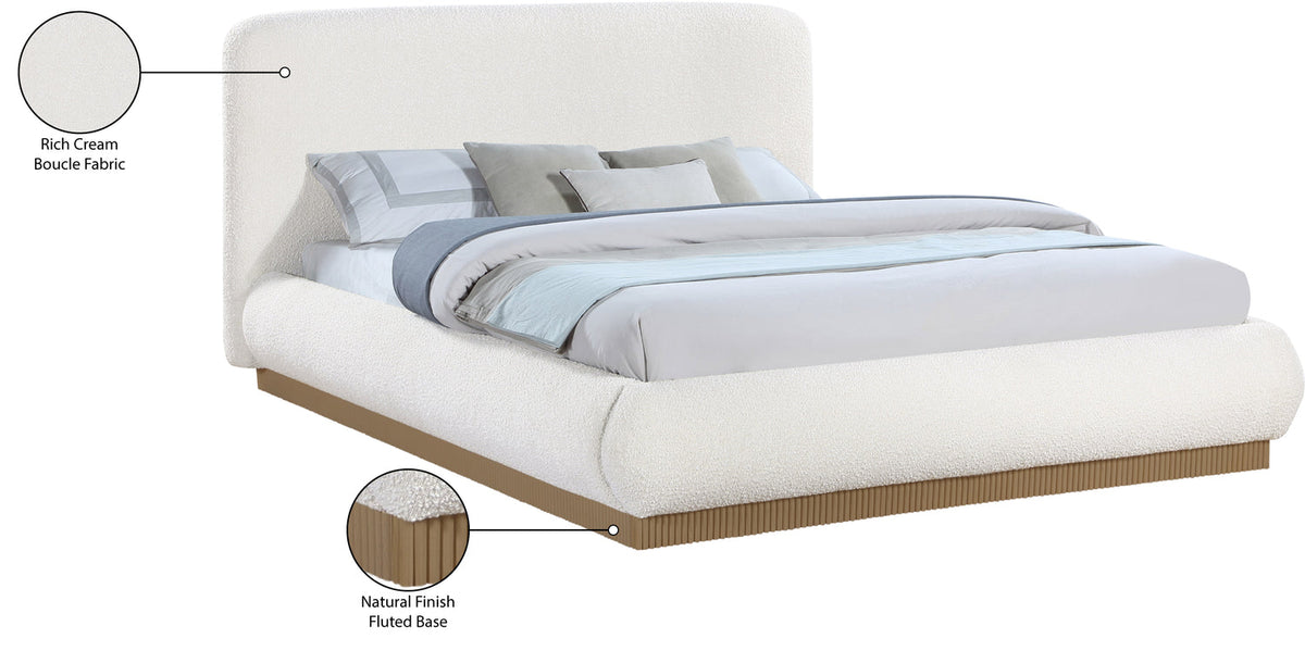 Rigby Cream Boucle Fabric Upholstered Bed