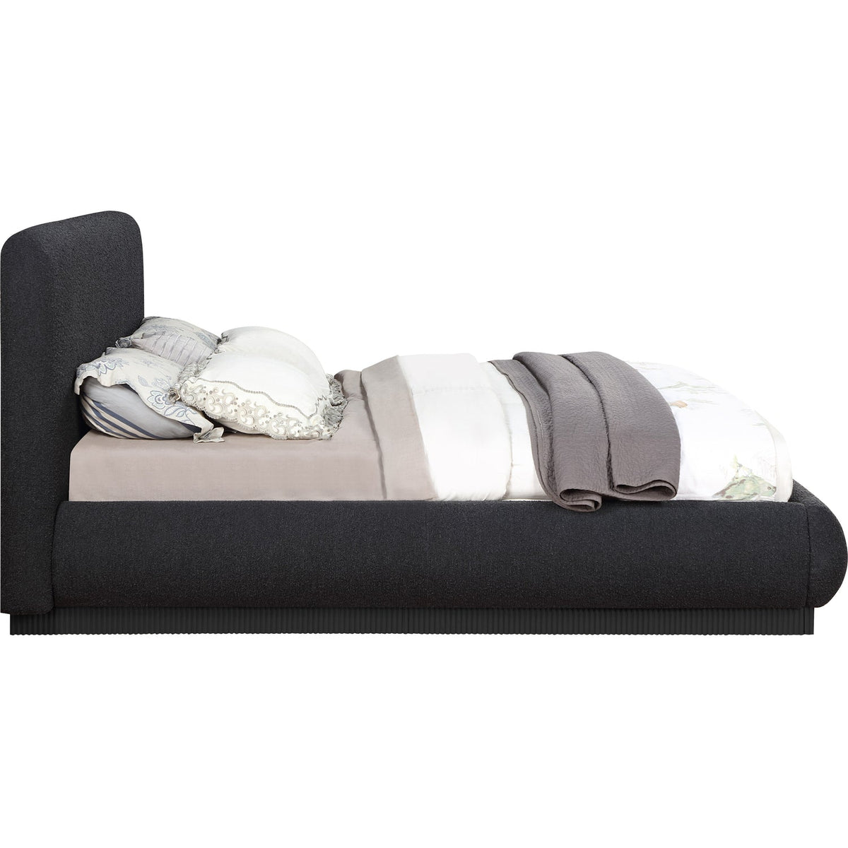 Rigby Black Boucle Fabric Upholstered Bed