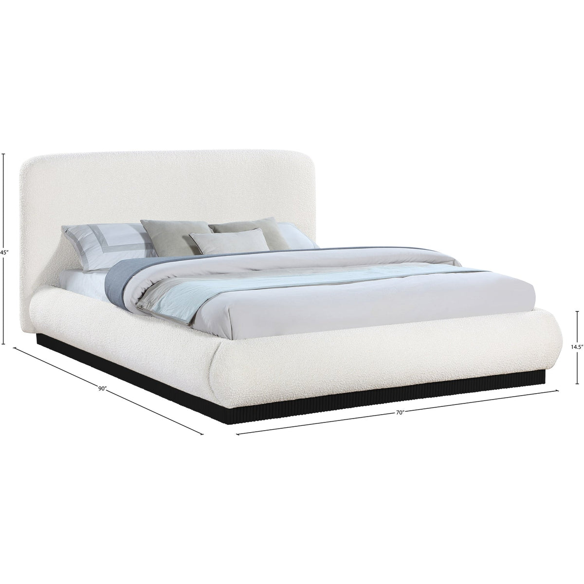 Rigby Cream Boucle Fabric Upholstered Bed