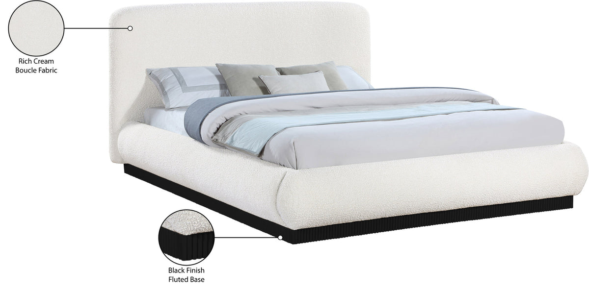 Rigby Cream Boucle Fabric Upholstered Bed