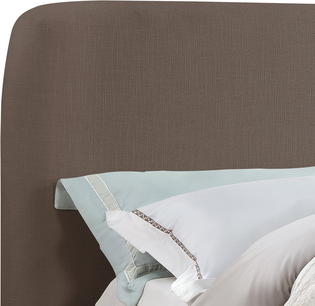 Rigby Brown Linen Textured Fabric Upholstered Bed