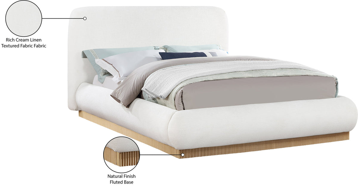 Rigby Cream Linen Textured Fabric Upholstered Bed