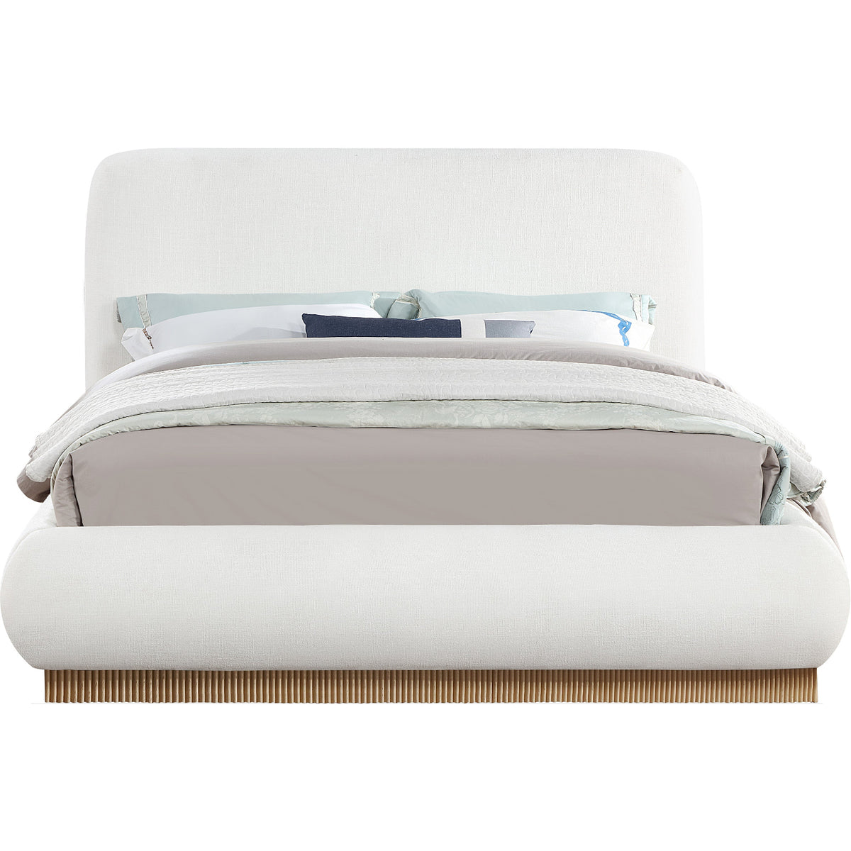 Rigby Cream Linen Textured Fabric Upholstered Bed