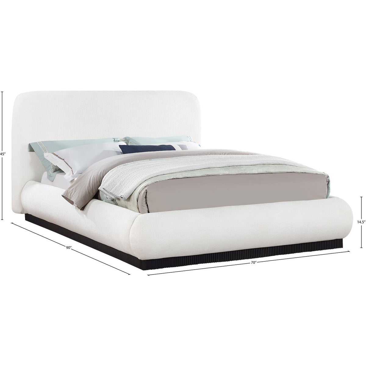 Rigby Cream Linen Textured Fabric Upholstered Bed