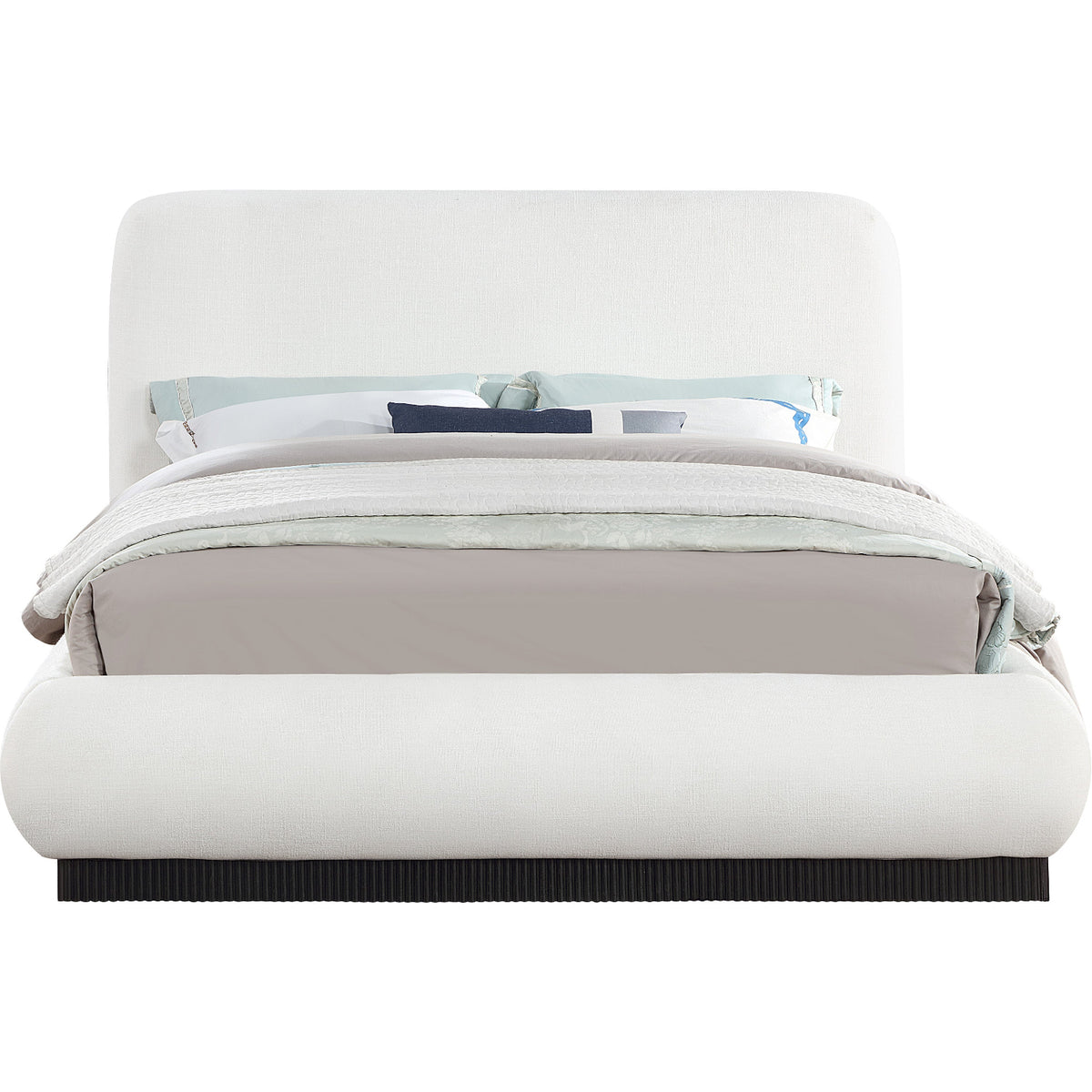 Rigby Cream Linen Textured Fabric Upholstered Bed