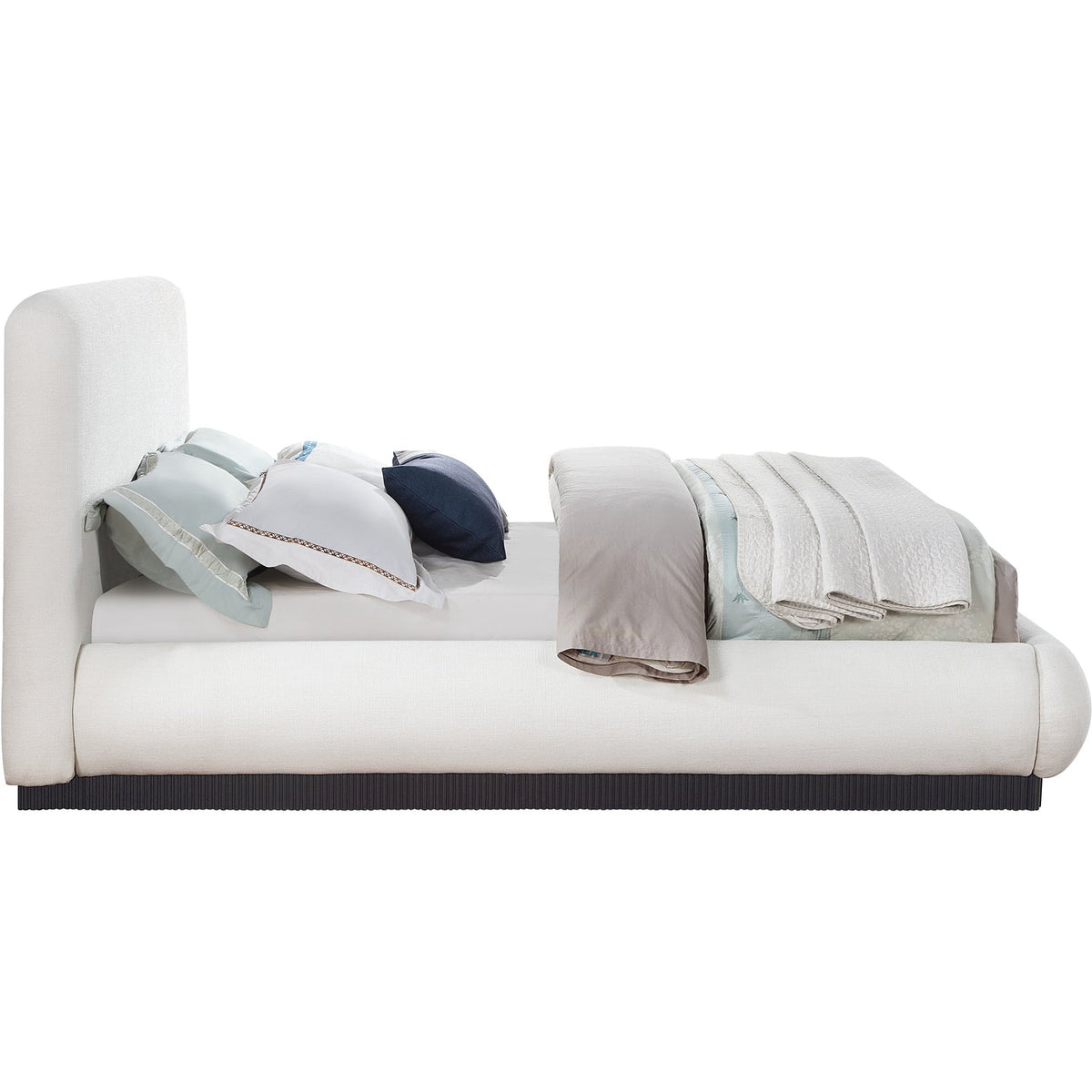 Rigby Cream Linen Textured Fabric Upholstered Bed