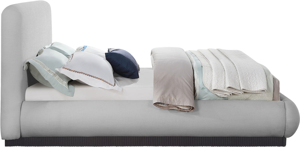 Rigby Grey Linen Textured Fabric Upholstered Bed