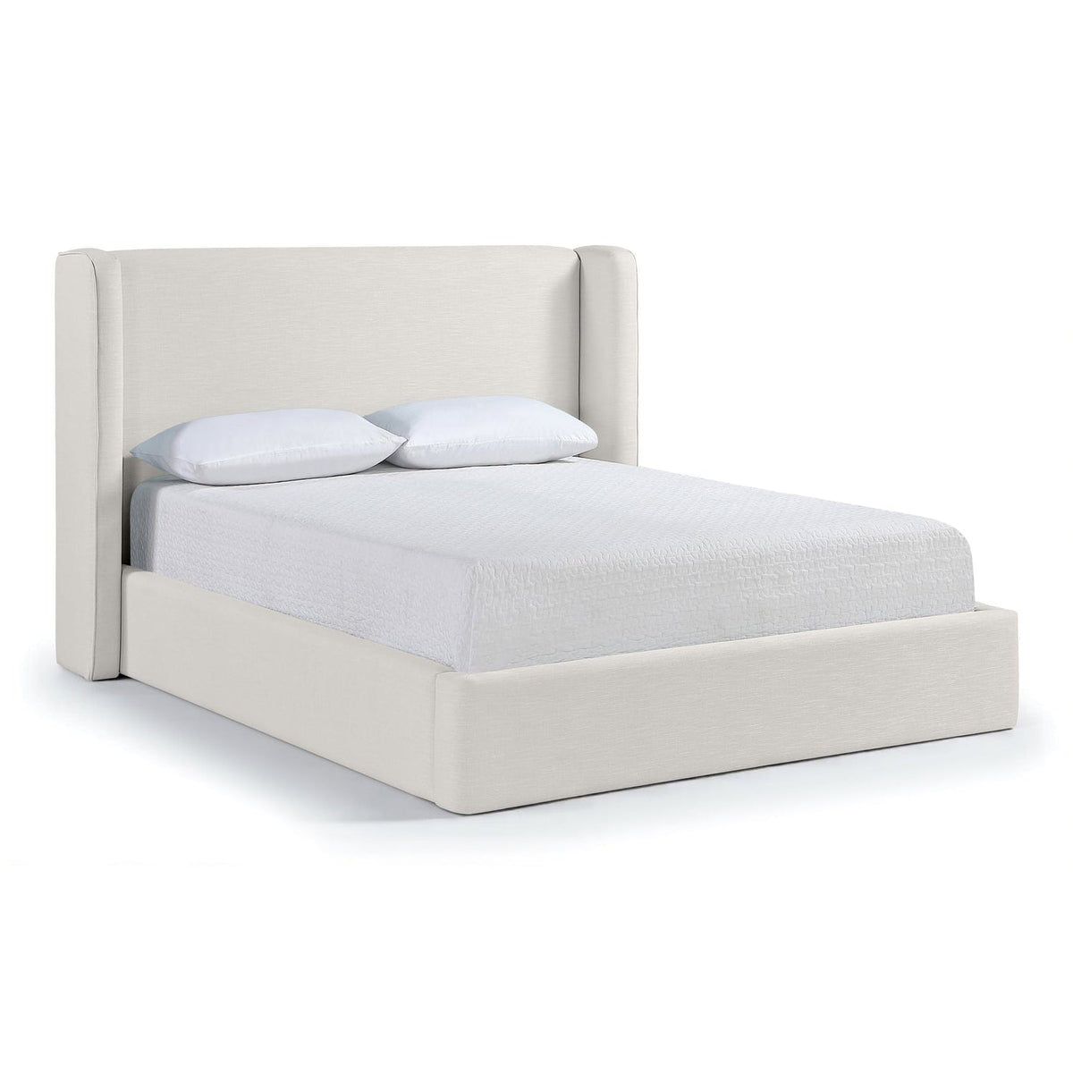 Kendall Cream Linen Textured Fabric Upholstered Bed, primary product view