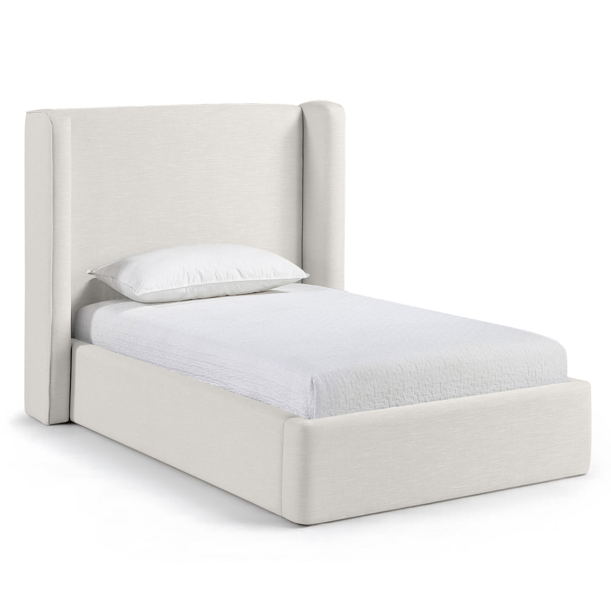 Kendall Cream Linen Textured Fabric Upholstered Bed in cream linen-textured fabric, primary product view