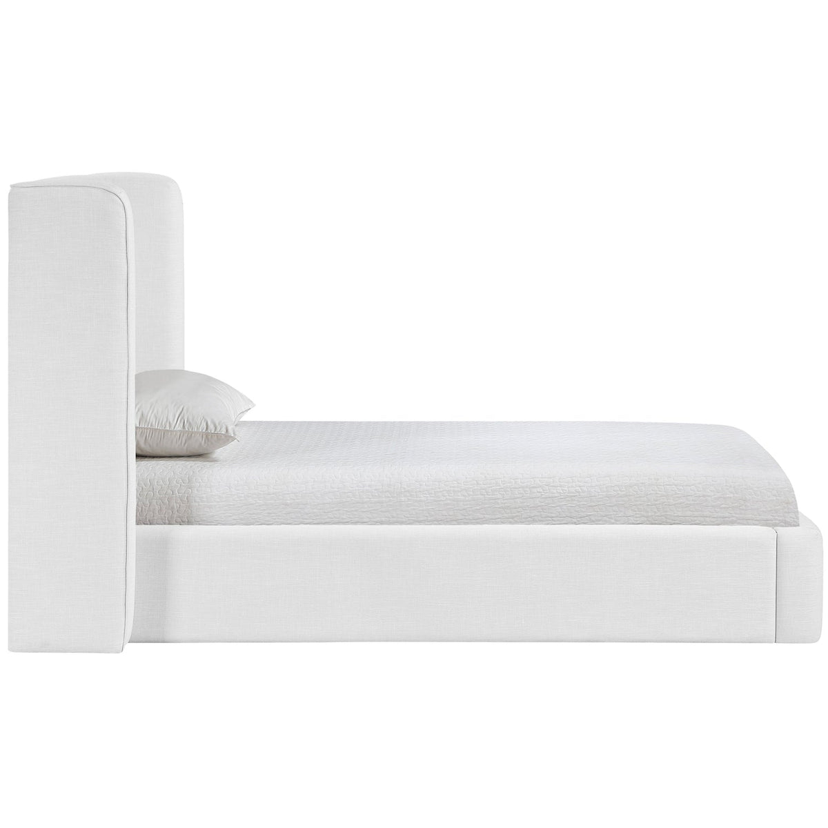 Kendall White Linen Textured Fabric Upholstered Bed