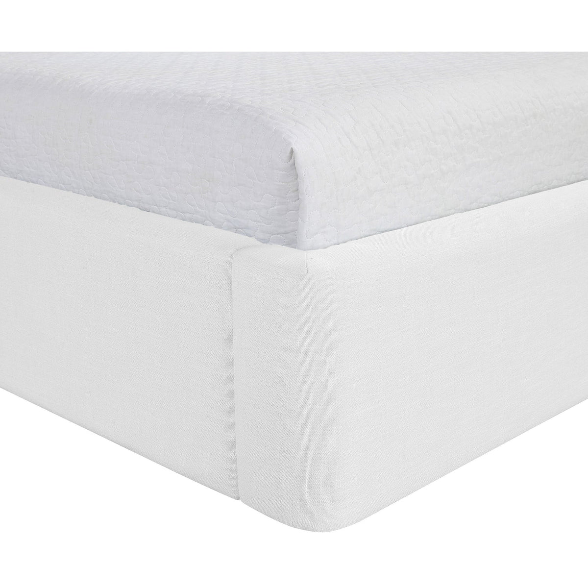 Kendall White Linen Textured Fabric Upholstered Bed