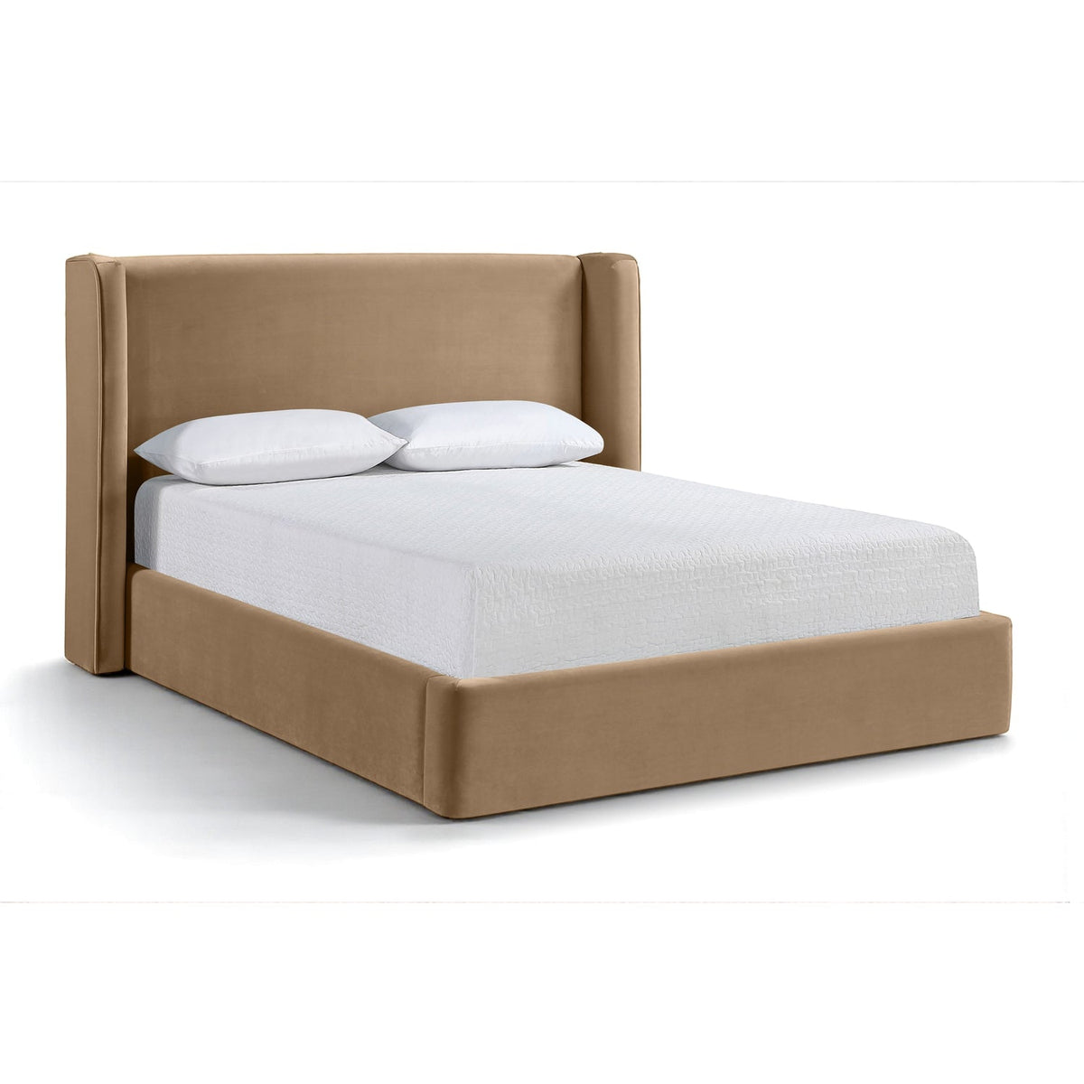 Kendall Beige Velvet Upholstered Bed