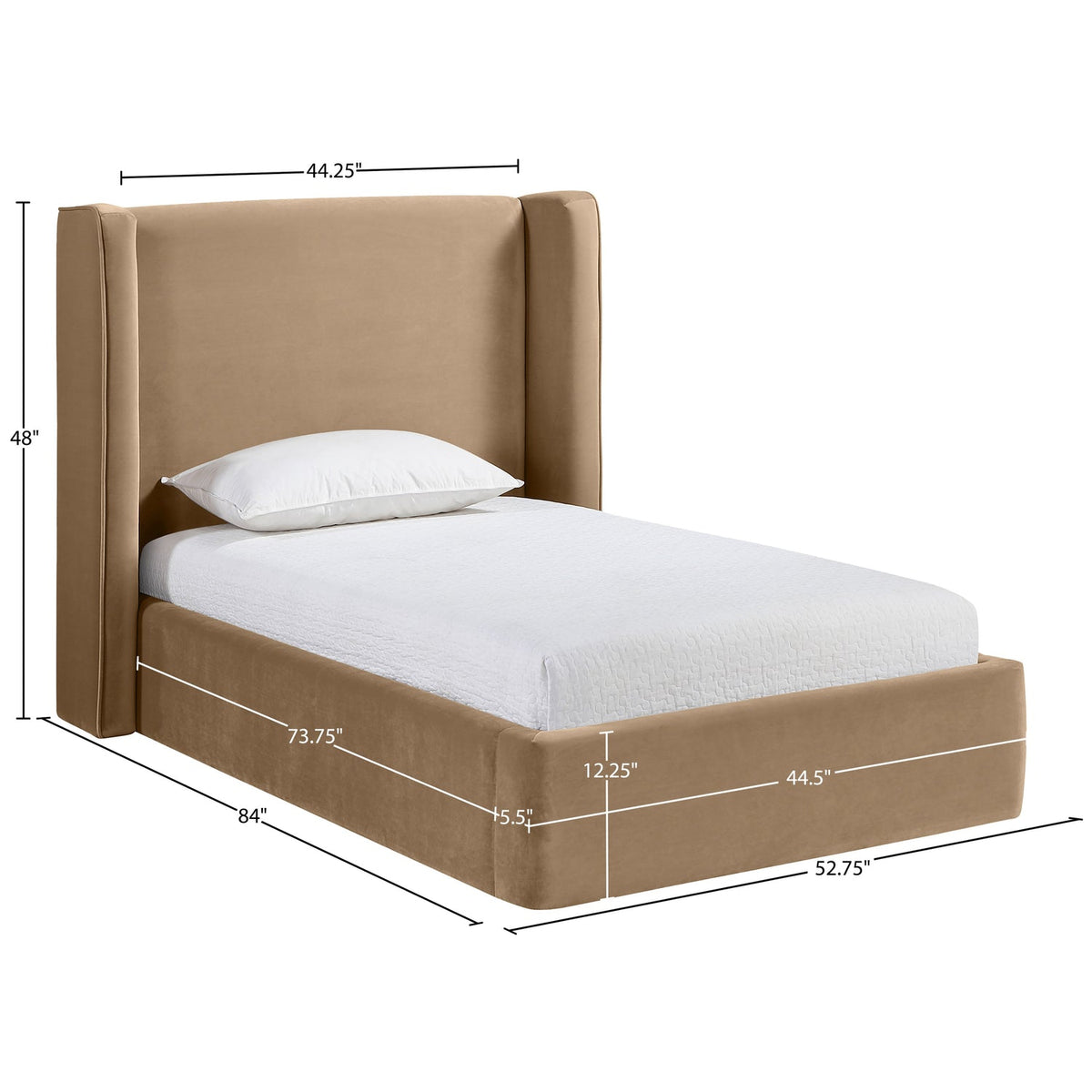Kendall Beige Velvet Upholstered Bed