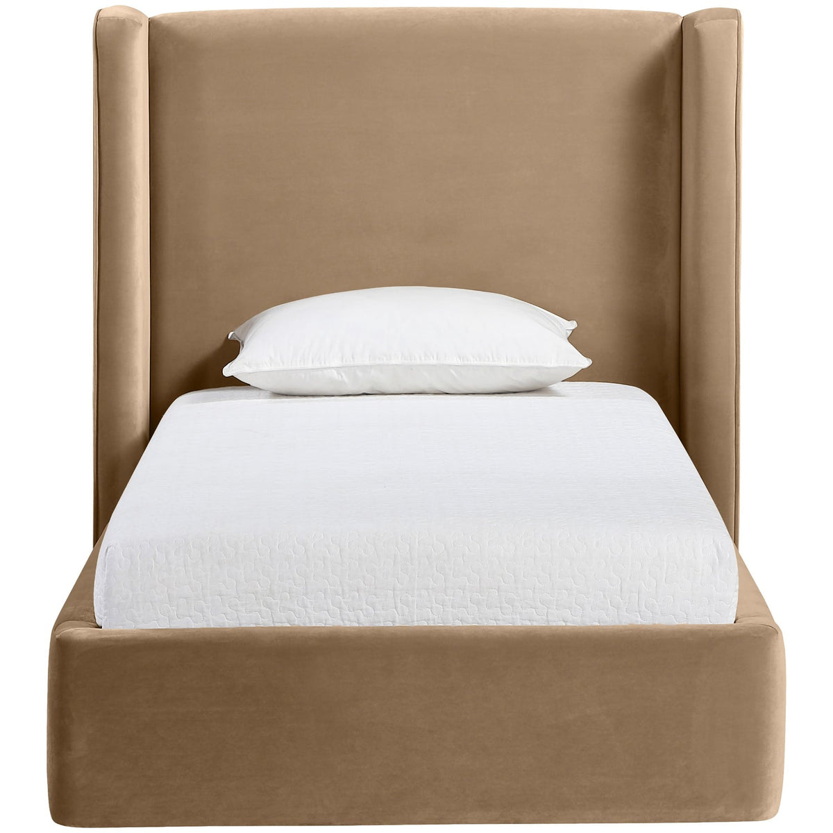 Kendall Beige Velvet Upholstered Bed