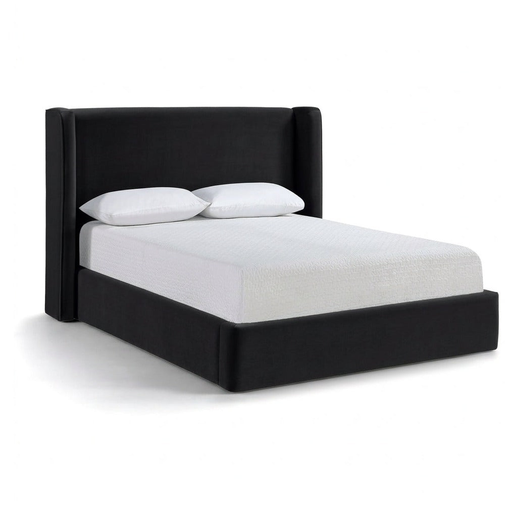 Kendall Black Velvet Upholstered Bed