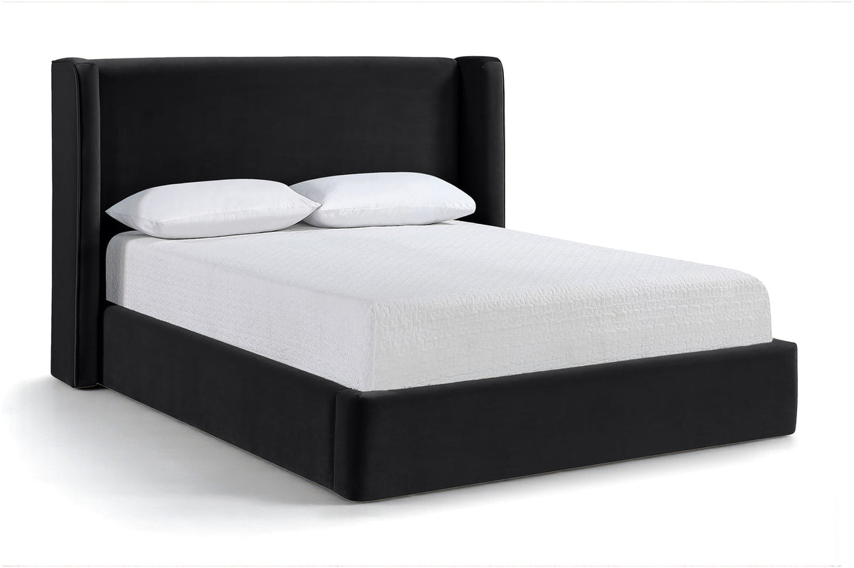 Kendall Black Velvet Upholstered Bed