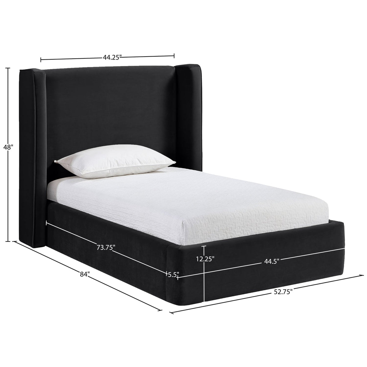Kendall Black Velvet Upholstered Bed