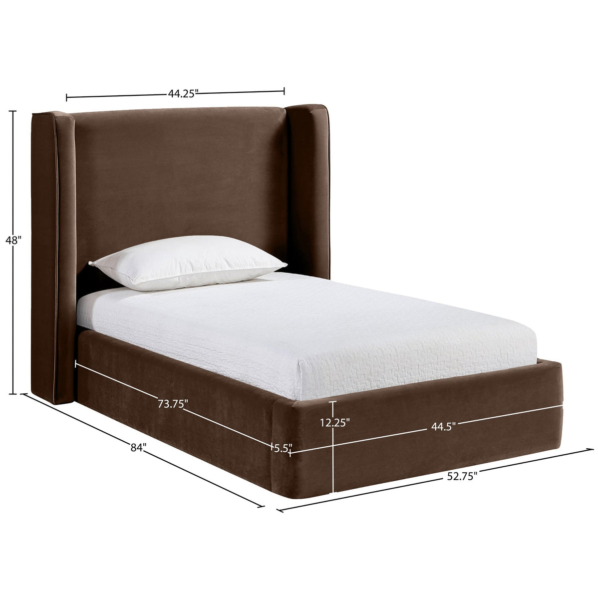 Kendall Brown Velvet Upholstered Bed