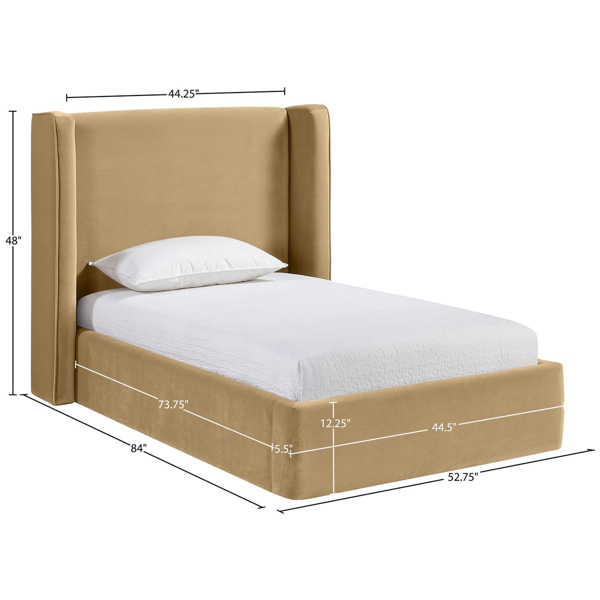 Kendall Camel Velvet Upholstered Bed