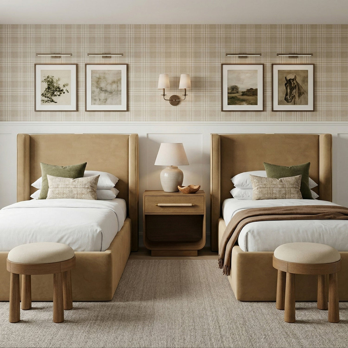 Kendall Camel Velvet Upholstered Bed