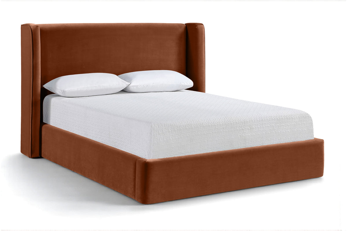 Kendall Cognac Velvet Upholstered Bed
