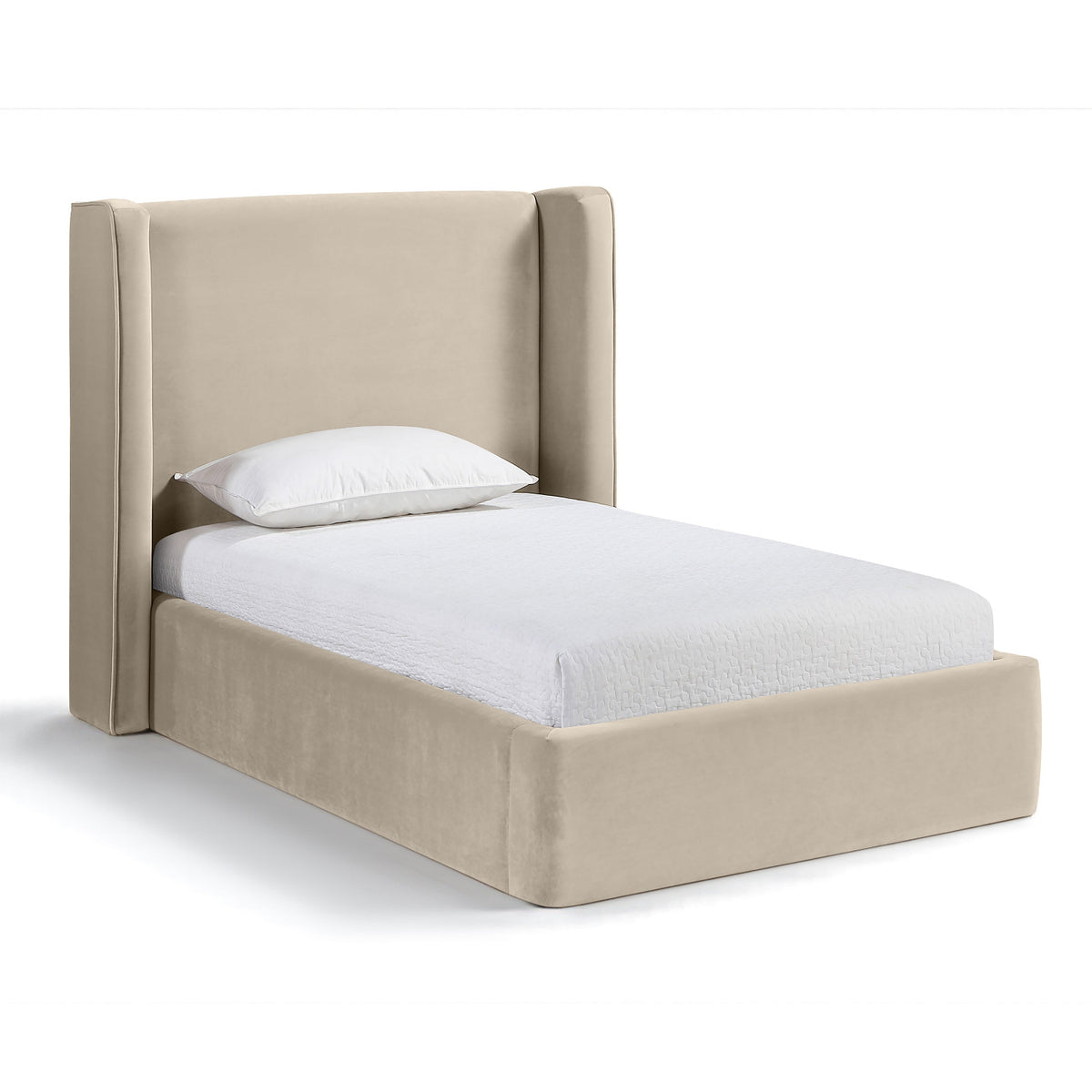 Kendall Cream Velvet Upholstered Bed in cream velvet, primary product view