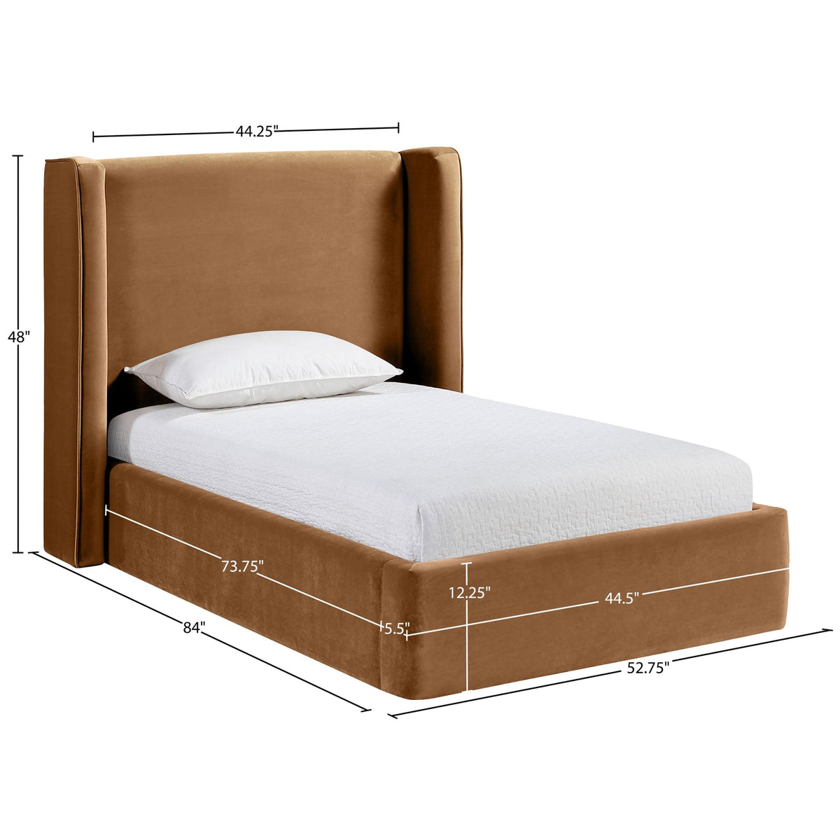 Kendall Saddle Velvet Upholstered Bed