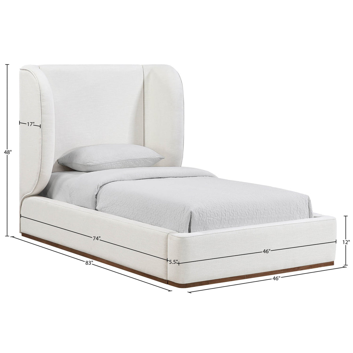 Aurin Cream Linen Textured Fabric Upholstered Bed