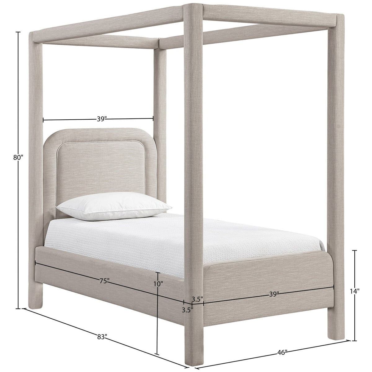 Salina Beige Linen Textured Fabric Upholstered Bed