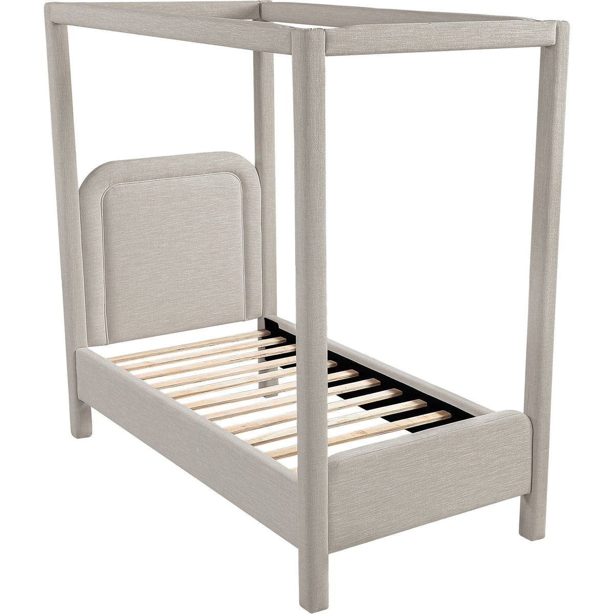 Salina Beige Linen Textured Fabric Upholstered Bed