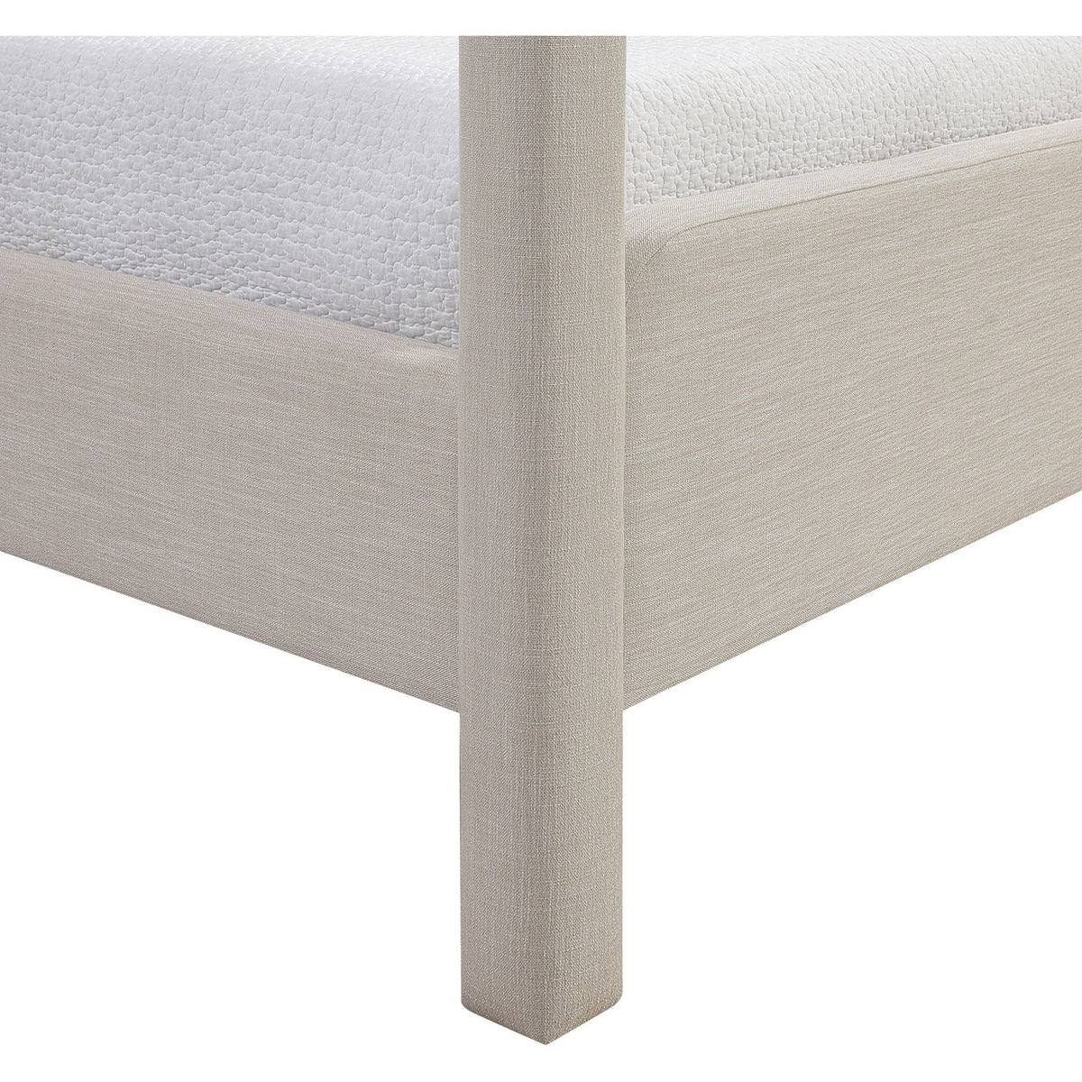 Salina Beige Linen Textured Fabric Upholstered Bed
