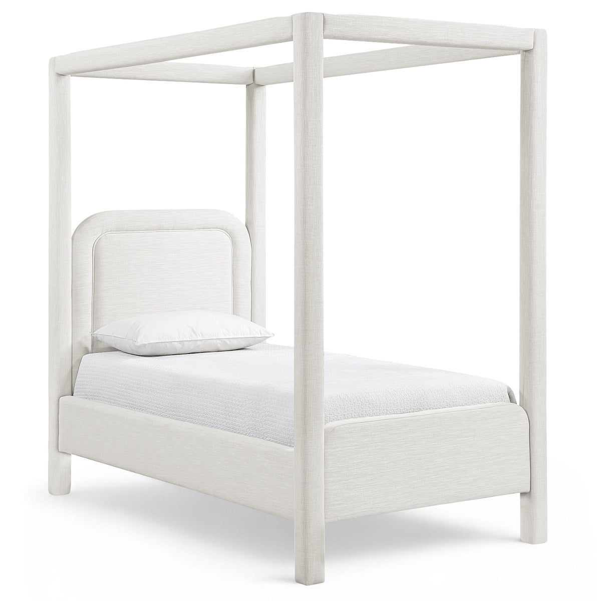 Salina Cream Linen Textured Fabric Upholstered Bed in cream linen-textured fabric, primary product view