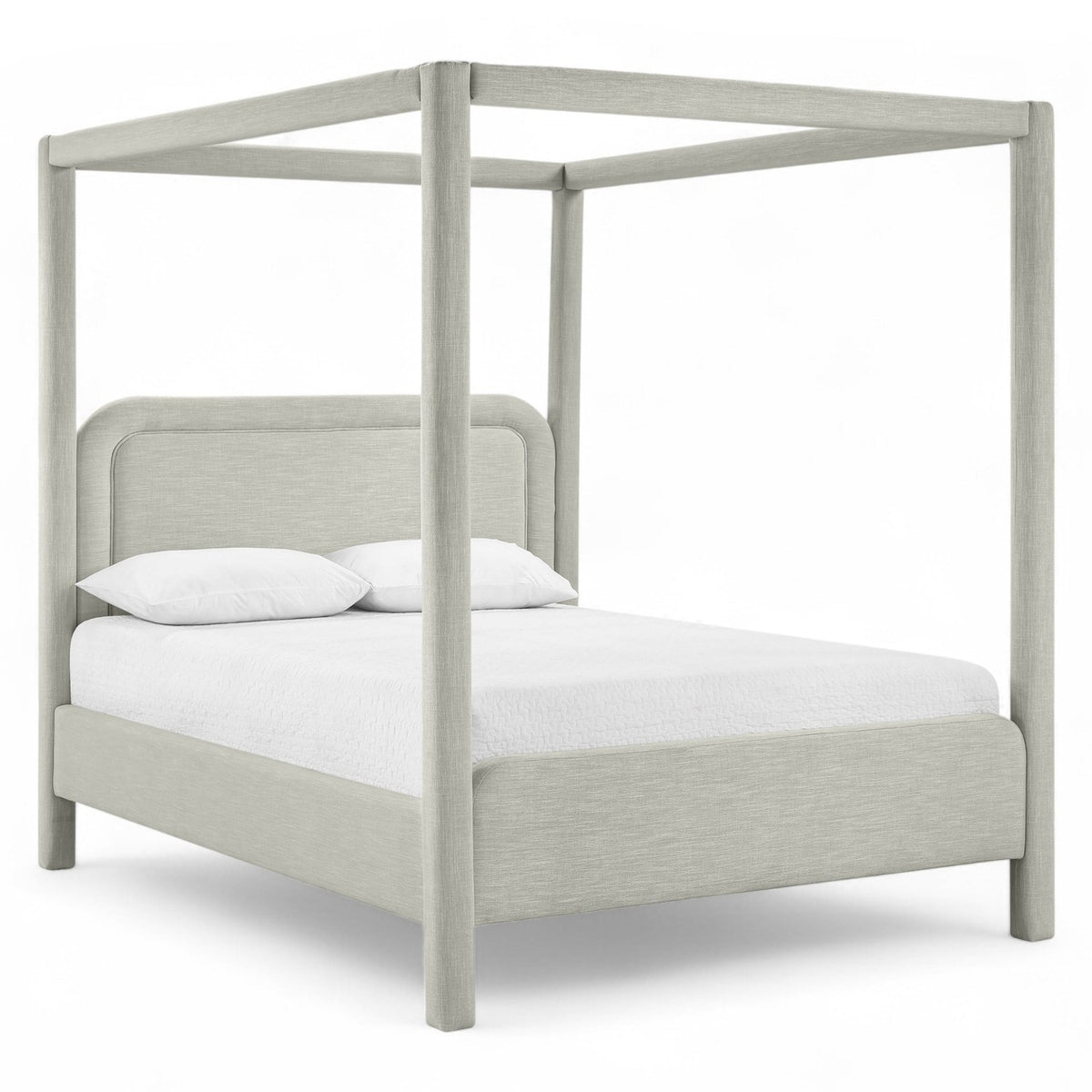 Salina Grey Linen Textured Fabric Upholstered Bed